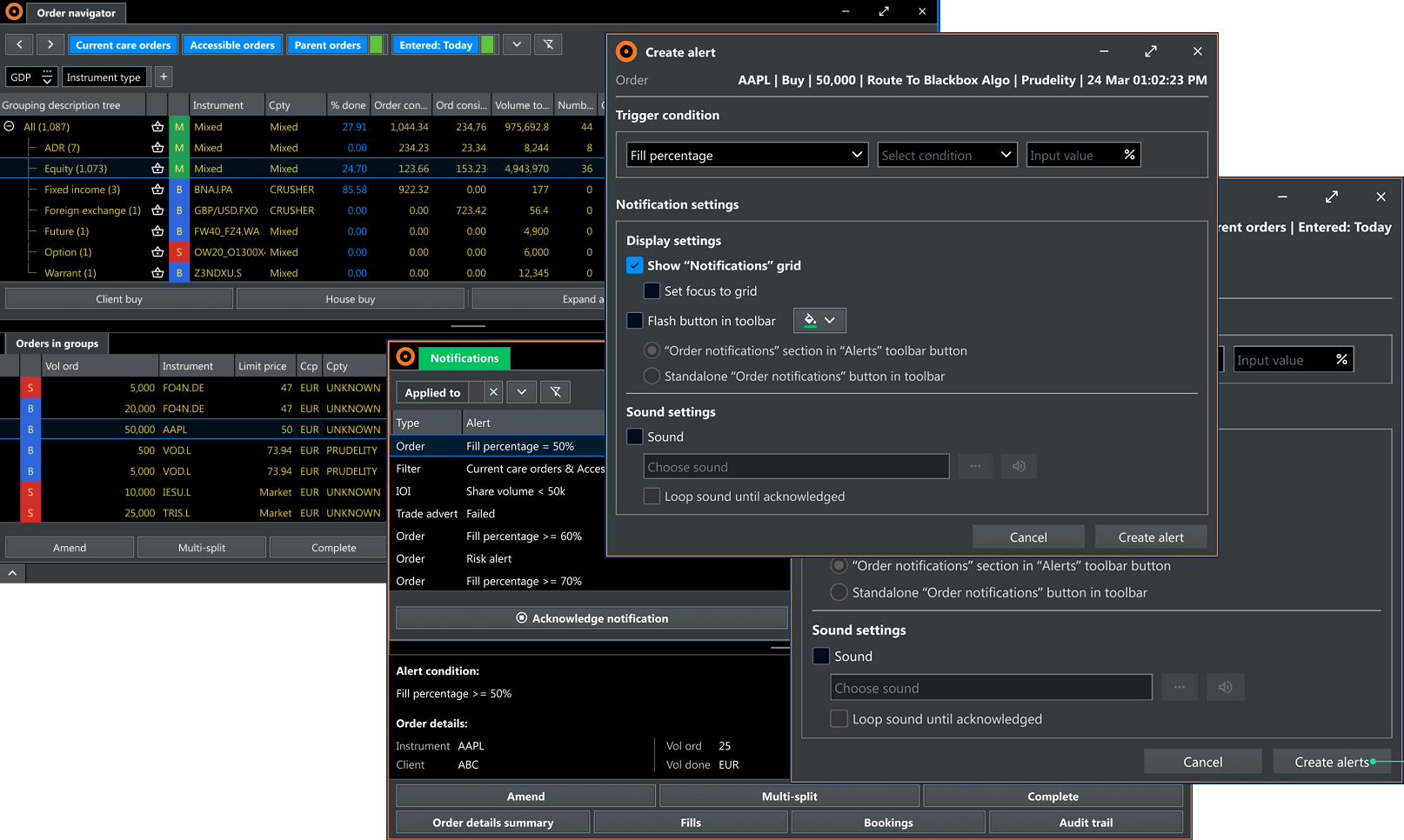 Round 1: Order-level alert design